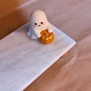 Sevimli Balkabaklı Hayalet Dekoratif Beton Hediyelik -Küçük Boy